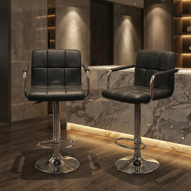 베스트렉 더블쿠션 팔걸이발걸이형 의자, 블랙, 1개