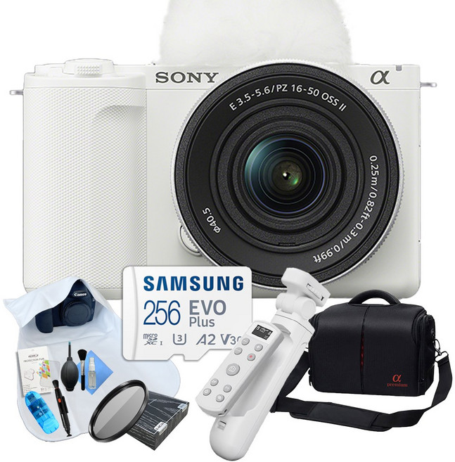 [리뷰이벤트] 소니 ZV-E10M2 화이트+ E PZ 16-50mm II + 브이로그 패키지 (아이리버 OLED 무선 슈팅그립 + 256GB + 슬림MCUV 필터 + 카메라가방)