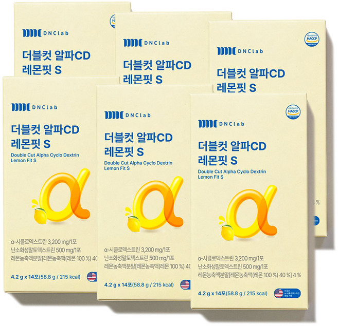 더블컷 알파CD효능 레몬 알파시디 덱스트린 브로멜라인, 6박스, 14회분
