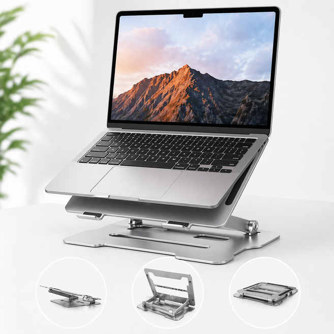 모아노아 발열해소 흔들림 방지 노트북거치대, 1개, 실버