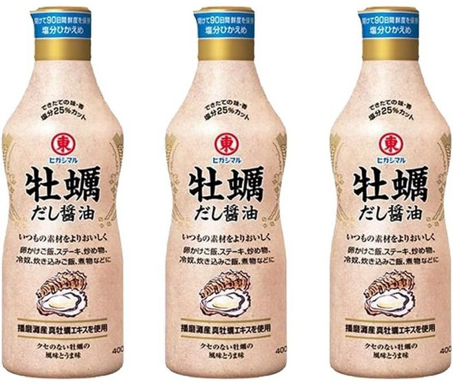 일본 히가시마루 카키다시 전통 쇼유 굴 간장 400ml 3팩, 3개