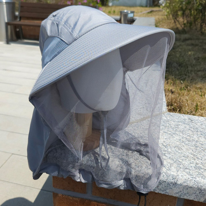 모자 벌초 낚시 양봉모자 양봉 방충 벌망 모기 해충 농사모자, 그레이