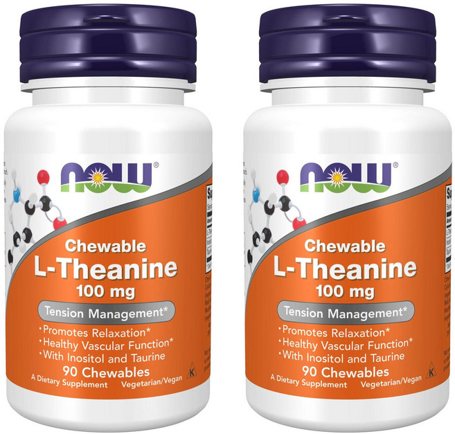나우푸드 L-테아닌 100mg 츄어블 비건, 90정, 2개