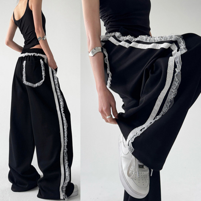 패션라인 BL10095_킬드스트릿팬츠/와이드트랙팬츠/스트릿룩/유니크팬츠/힙한패션/트렌디코디/스포티무드/캐주얼웨어/감각적인디자인/스타일리시룩