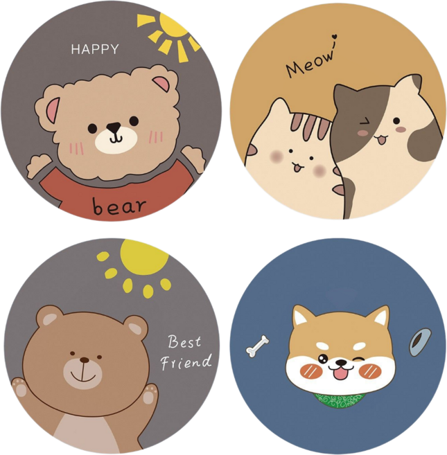 제이엘로 동물친구들 다용도 논슬립 냄비 받침대, 1세트, 곰탱이2+고양이+시바견