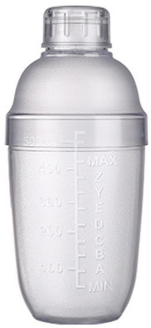 플라스틱 마티니 칵테일 셰이커 350ml/500ml/700ml/1000ml 와인 음료 믹서 와인 셰이커 컵 음료 믹서 바 가젯, 하얀색, 500, 1개