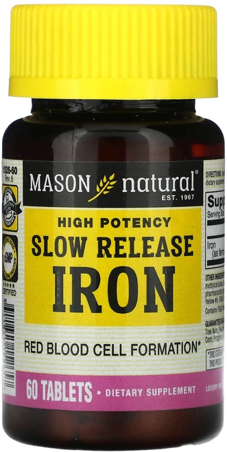 Mason Natural 서방형 철분 고효능 50mg 60정, MasonNatural서방형철분고효능50mg60정, 1개 - 쿠팡