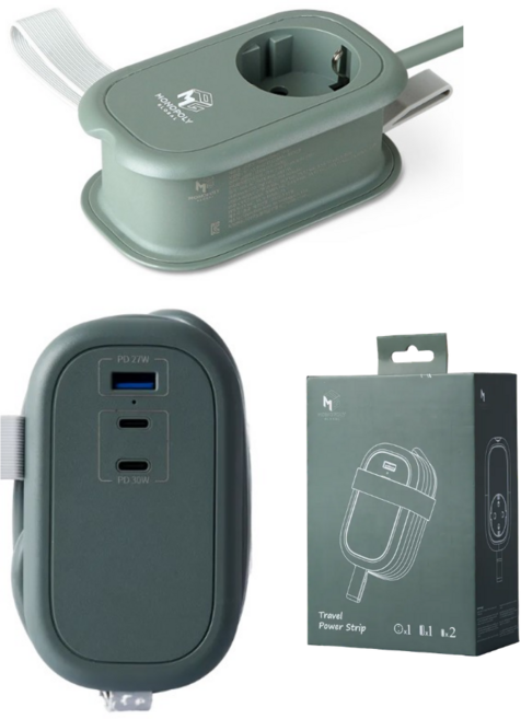 고용량 멀티탭 4000W 16A USB C타입 PD 30W 휴대용 큐브형 MPG ART03, 2개, 딥카키, 1m