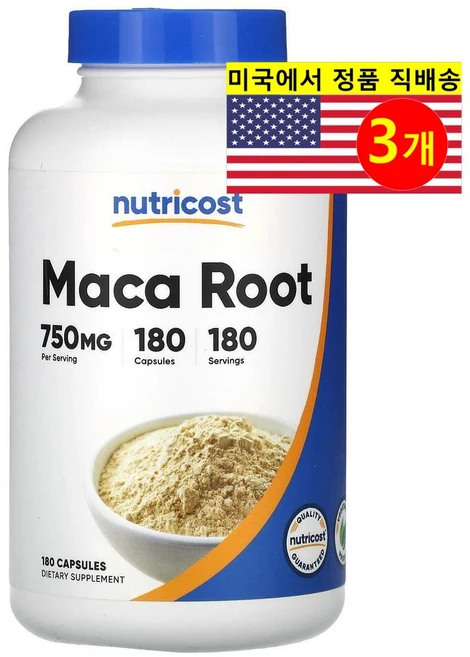 Nutricost 마카 뿌리 추출 750mg Maca Root, 180정, 3개 - 쿠팡