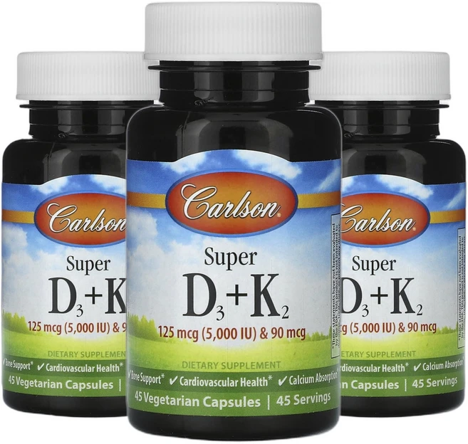 칼슨 비타민K 슈퍼 D3 + K2 베지 캡슐 45정 2+1, 3개, 45회분 - 쿠팡