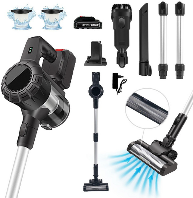 [최신형] 차이슨 파워스왑 무선 청소기 BLDC 진공 스틱 핸디 초강력 LED 사무용 업소용, 배터리1개