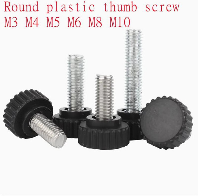 개개묶음 나일론 원형 플라스틱 핸들 엄지 나사 베이클라이트 볼트 블랙 손, 1개, G. 10mm