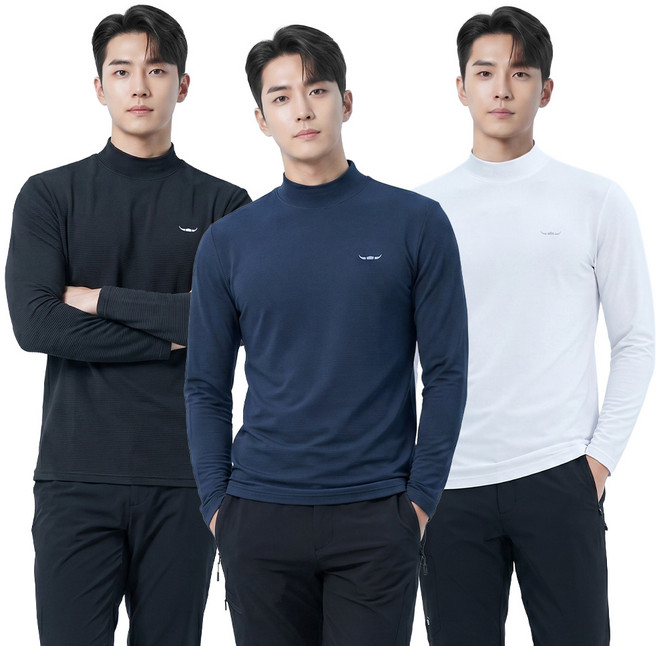 <BFL> (1+1+1) 남성 여름용 기능성 냉감 스트라이프 긴팔 반목 티셔츠_콜드 플레이스 긴팔티