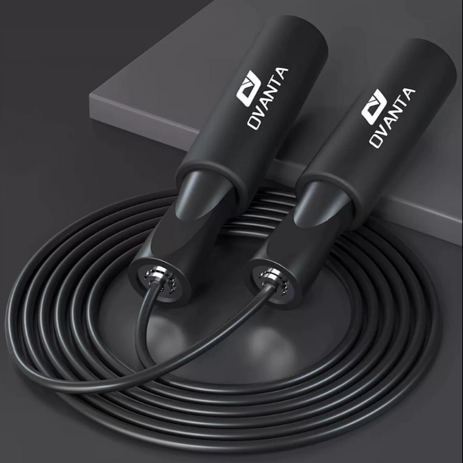 딘킨 고속 베어링 논슬립 성인 줄넘기, 블랙, 1개