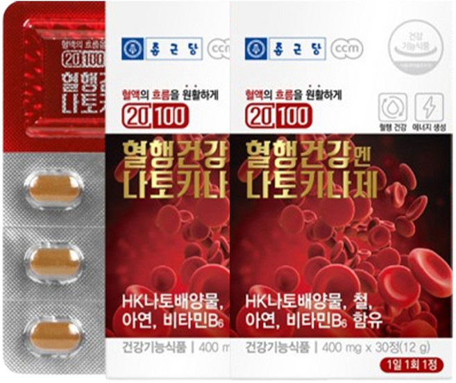 혈행건강 비타민함유 아연 나토키나제 캡슐, 30정, 6개