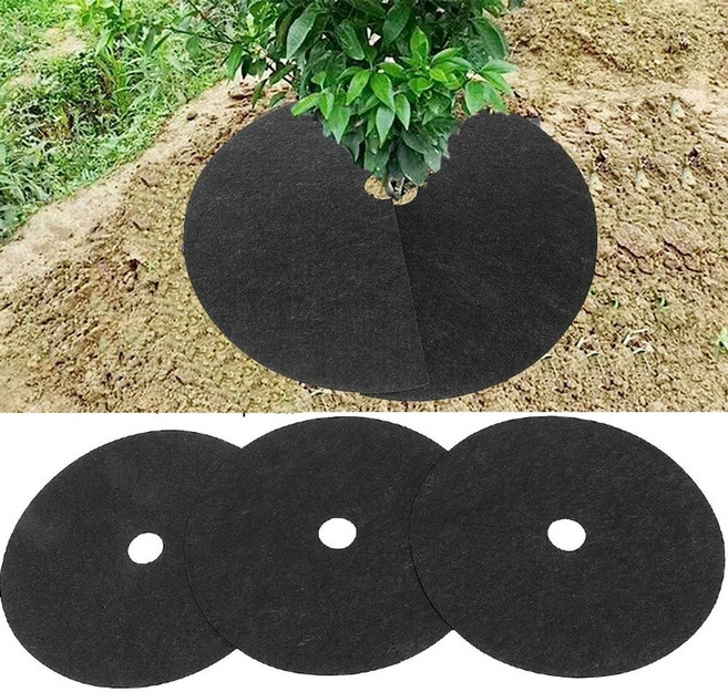제초매트 20개 세트 농사 방지 잡초 부직포 원예 농업 매트 F. 외경 62cm 내부 직경 7cm 외경62cm내경7cm