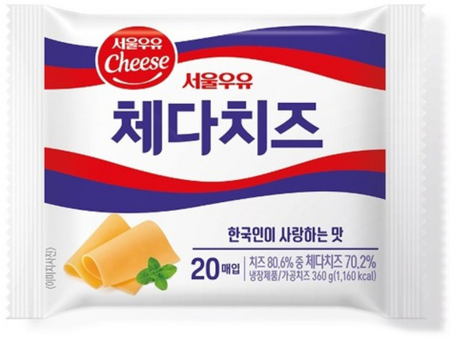 서울우유 냉장 체다치즈 20매 360g, 1개