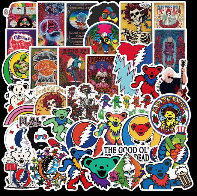 락앤롤 락밴드 리무버블 방수 스티커, 1세트, 락 밴드 50장 D형