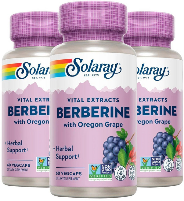 Solaray 小檗鹼根萃取物 250毫克 進階配方 素食膠囊, 60入, 3個