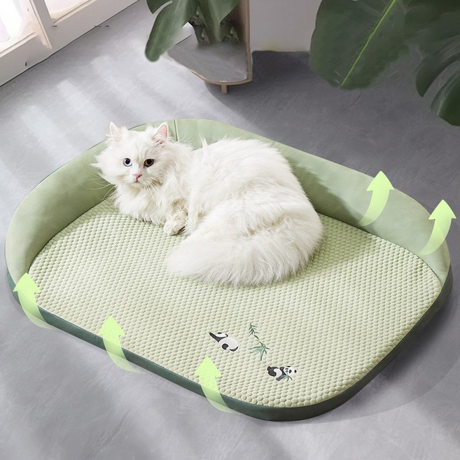 WHH 애견 여름 판다 냉감패드 시원하시개 쿨매트, 1개, 그린