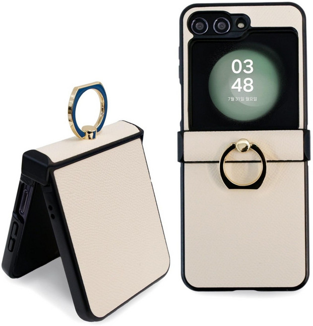 리네시 갤럭시 호환 Z플립 지플립 힌지보호 가죽 링 핸드폰 케이스