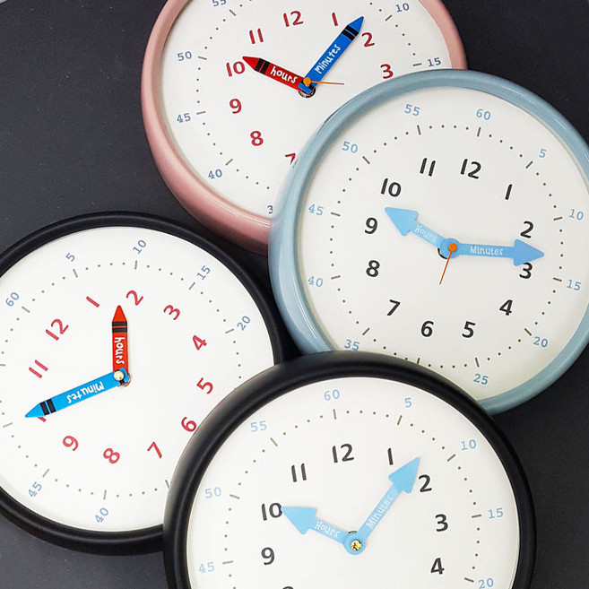 MJK 크레용 무소음 교육용시계, 파스텔블루