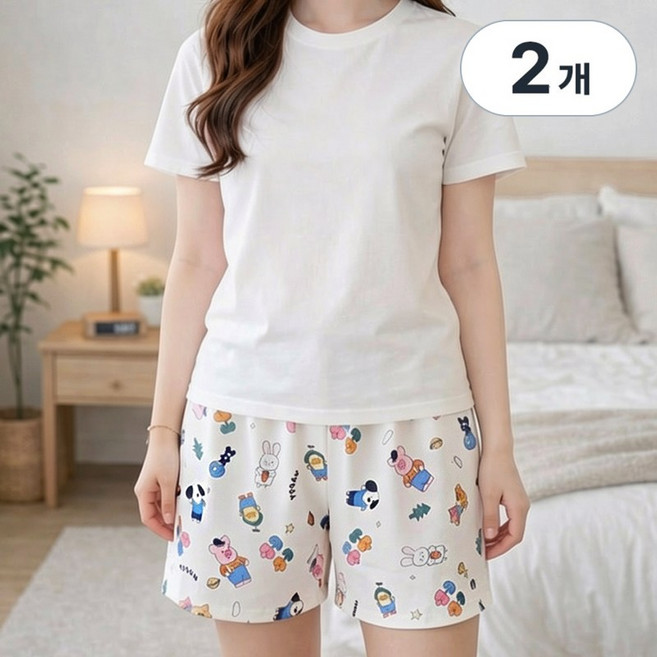 바바 사방스판 캐릭터 파자마 반바지 2장세트