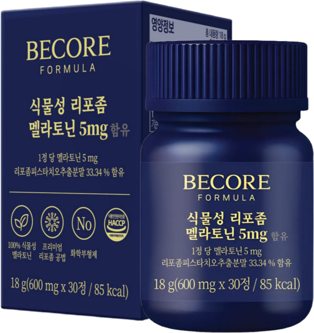 비코어포뮬러 식물성 리포좀 멜라토닌 5mg 식약청 인증 HACCP, 1개, 30정