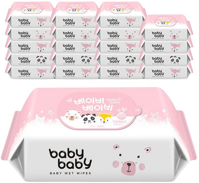 베이비베이비 아기물티슈 트윙클 120매 리필형 20팩, 43g, 1개
