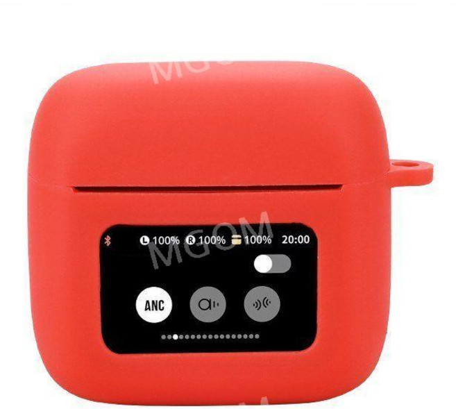 JBL Tour Pro3 투명 케이스 호환 실리콘 보호 소프트 커버 무선 이어폰, 레드케이스+보호필름