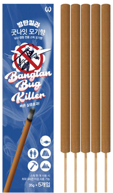 방탄킬라 굿나잇 모기향 스틱 (5p)1각, 1개, 35g