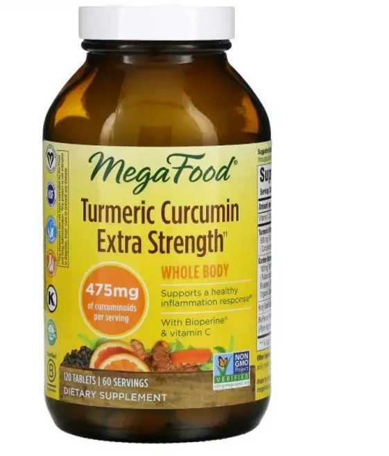 메가푸드 울금 강황 커큐민 Turmeric Curcumin Extra Strength 475mg 120정 Whole Body 475mg, 1개 - 쿠팡