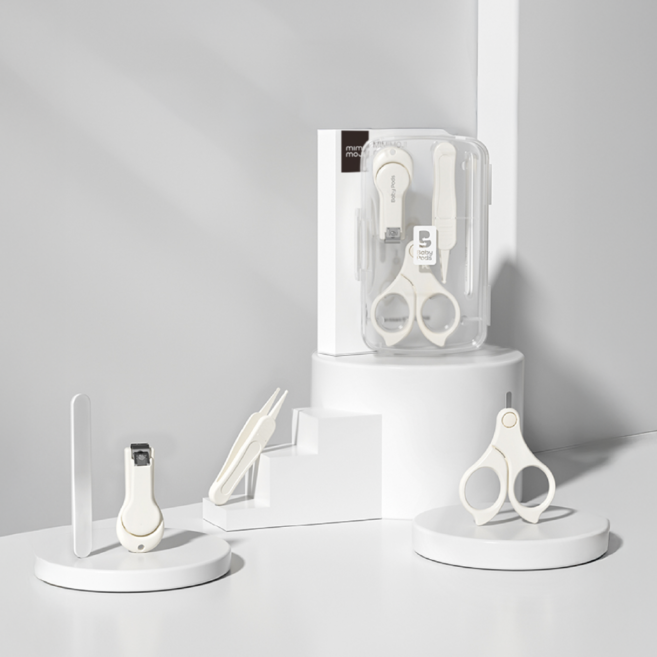 미미모지 손톱가위 손톱깎이 핀셋 네일파일 4종 클래식 케어 세트, 1개, 화이트