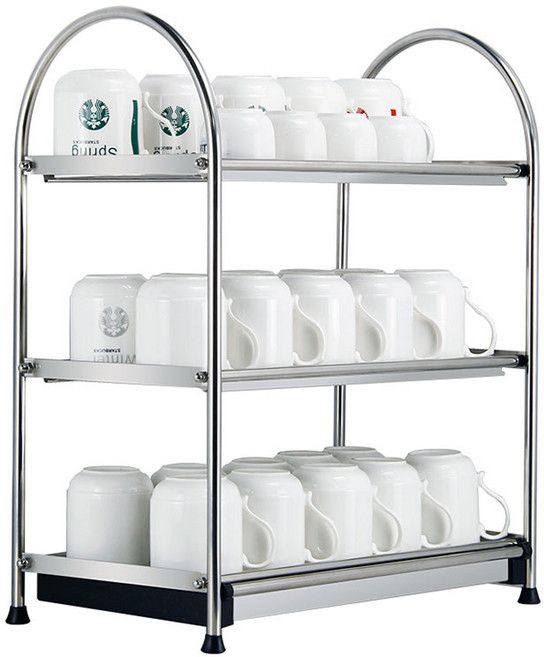 업소용 주방 식기 랙 식당 젖병 약 싱크대 컵건조대, 1개, 실버, 3단