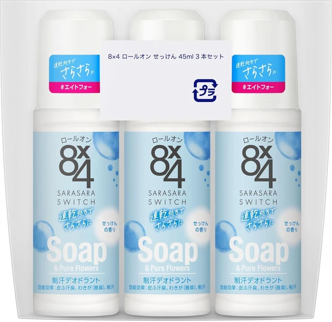 8X4 MEN 비누향 롤온 데오드란트, 3개, 45ml - 쿠팡