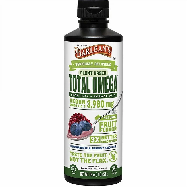Barlean's Total Omega 발린스 석류 라즈베리 토탈 오메가 16oz(454g), 1개 - 쿠팡