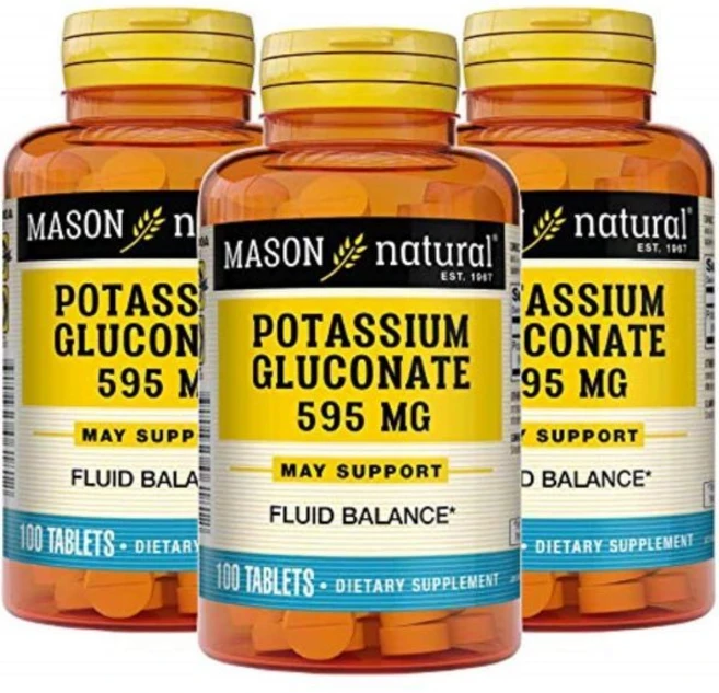 칼륨 붓기조절 메이슨 내추럴 포타슘 글루코네이트 595mg 300일 공급 100정(3개들이 팩), 100정 - 쿠팡