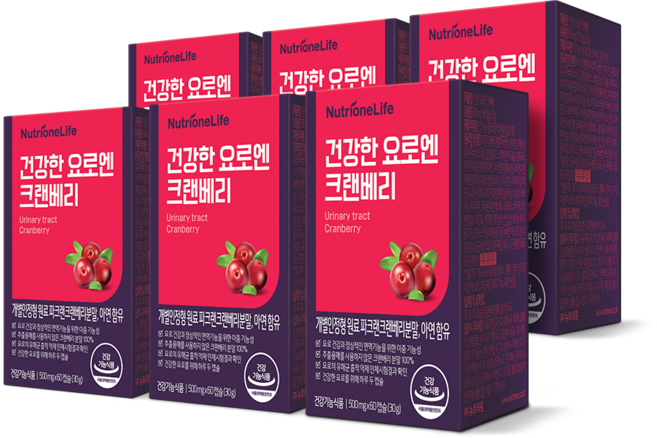 [뉴트리원] 건강한 요로엔 크랜베리 6박스 (6개월분), 60정, 6개