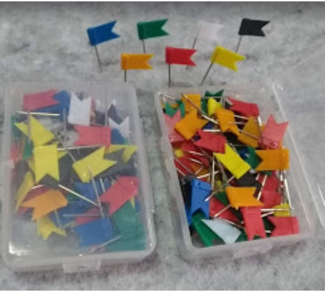 環保無毒材料 不易生鏽金屬圖釘, 1個, 10色5mm中圓球釘長16mm/30p袋