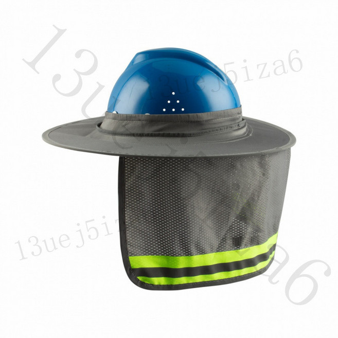 工地安全帽 夏季遮陽透氣防曬, 灰色全包式鬆緊帽檐, 1個