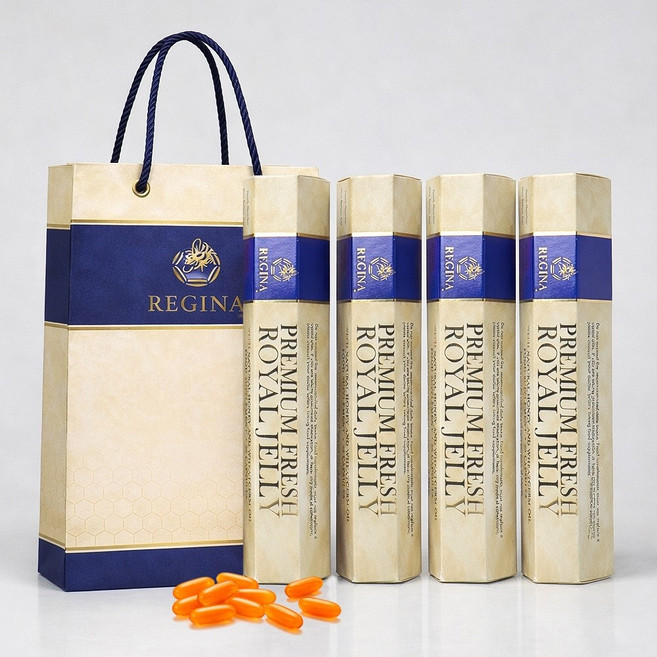 레지나 로얄제리 30캡슐 4병 공식몰 프리미엄 정품 쇼핑백 증정/기내면세상품동일/유기농/선물/재입고, 4세트, 30정