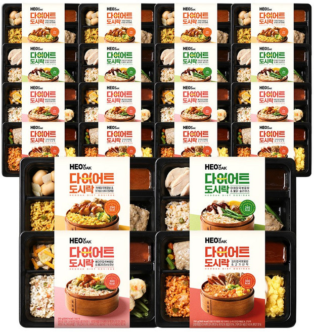 허닭 다이어트 도시락 210g 4종 혼합, 20개