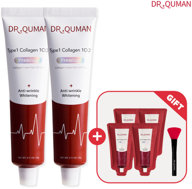 닥터큐먼 콜라겐팩 세트 (본품 60g 2개 + 파우치10g 4개 + 스파츌러), 1개, 1개입