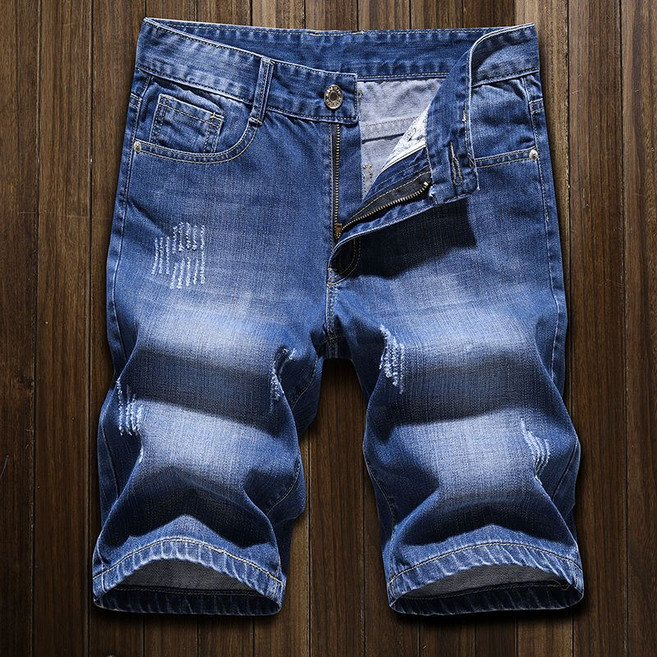 夏季薄款牛仔短褲 男直筒寬鬆休閒中褲