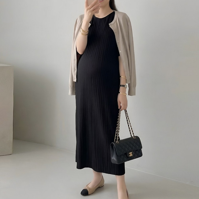 [당일출고] 수엠W 임산부 주름 플리츠 롱원피스 반팔 루즈핏 빅사이즈 T07 리플원피스