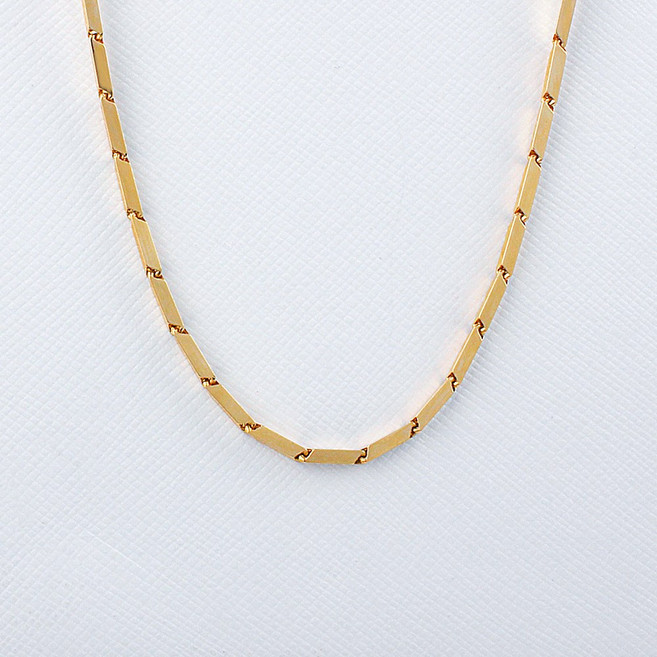 18K 대나무 체인 줄 남자 여자 금 목걸이 2D 레이어드 커플 선물