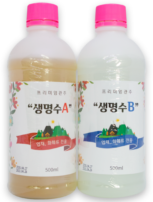 플랜트파트너스 수경재배 관주용 식물영양제 생명수 A액 B액 세트 (각 500ml), 1세트, 1L