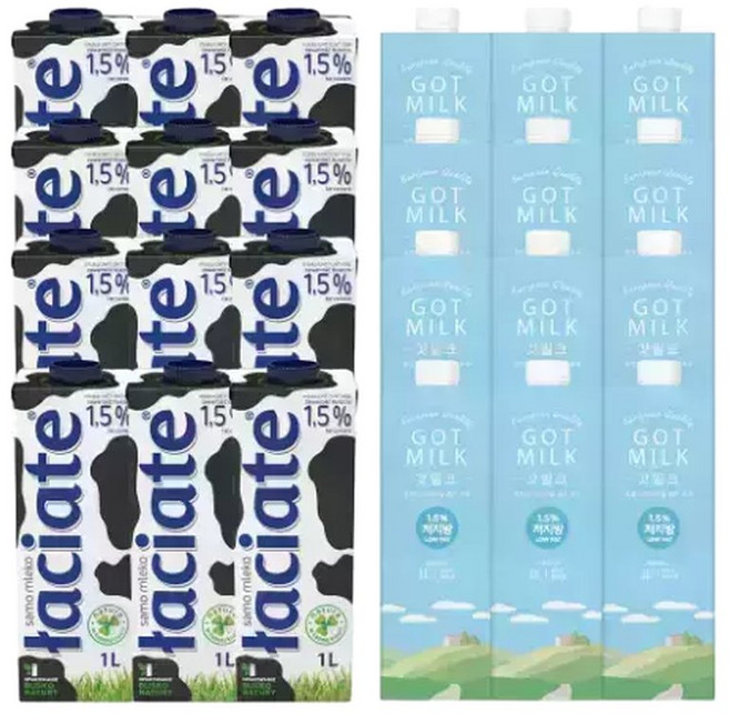 저지방 멸균유 1.5 갓밀크 저지방 1L 12입 혼용 출고, 12개