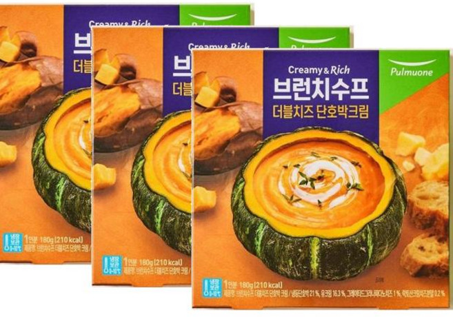 풀무원 브런치수프 더블치즈 단호박 크림 180g 3개