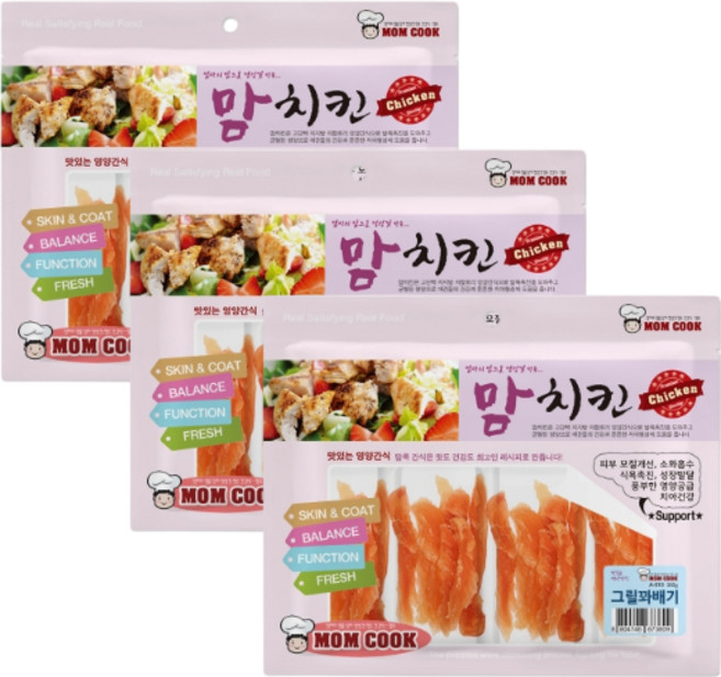 맘쿡 맘치킨 맛있는 강아지 영양 간식 오도독 닭갈비, 그릴 꽈배기, 3개, 300g